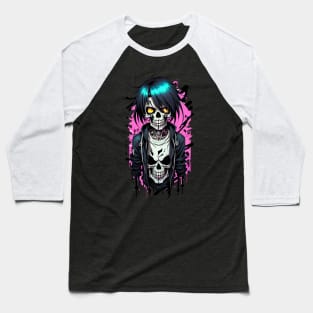 Emo Zombie Skull Baseball T-Shirt